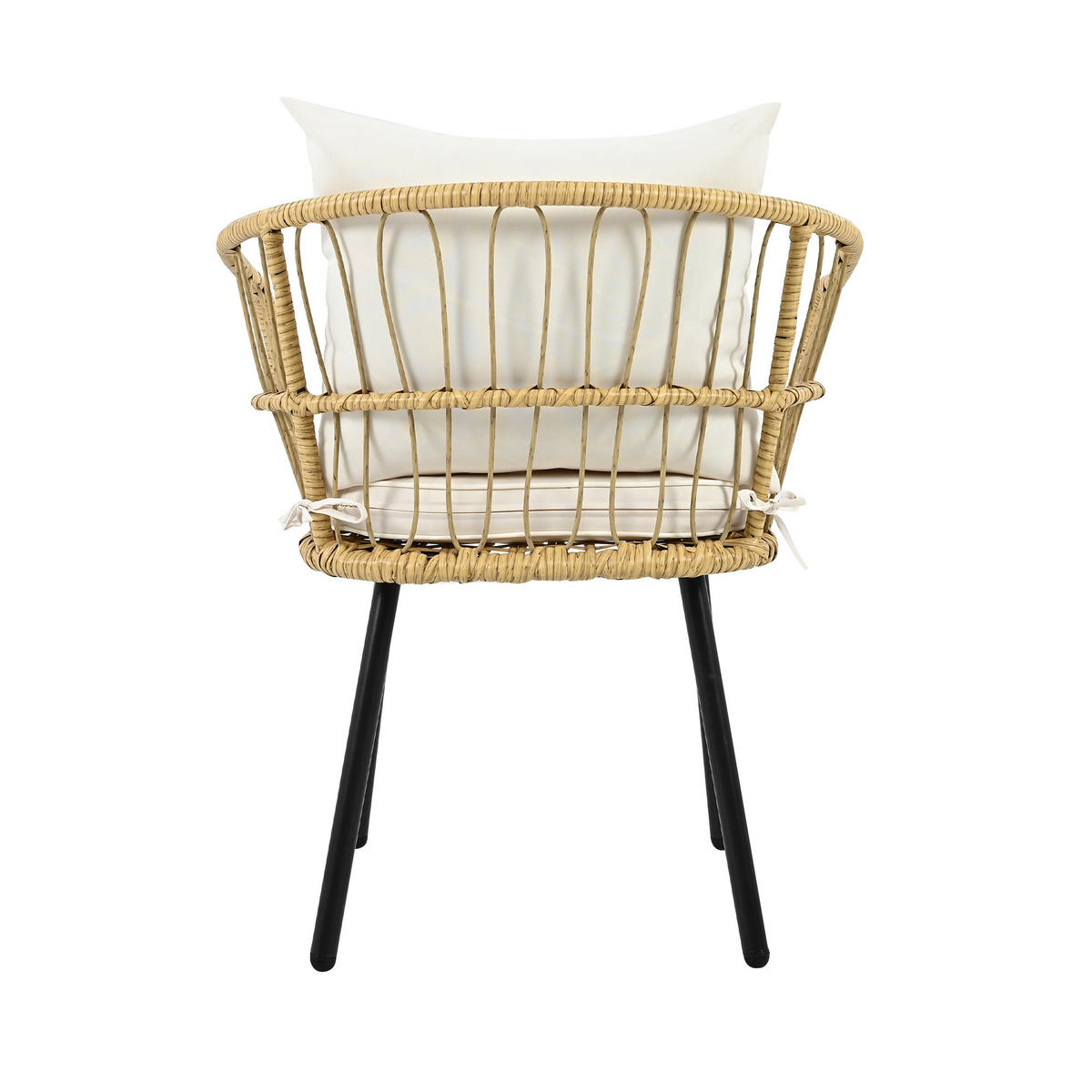 LOUNGESET Rattan Natur/Holzweiß 5-tlg. - Naturfarben, Metall - ComfortXL