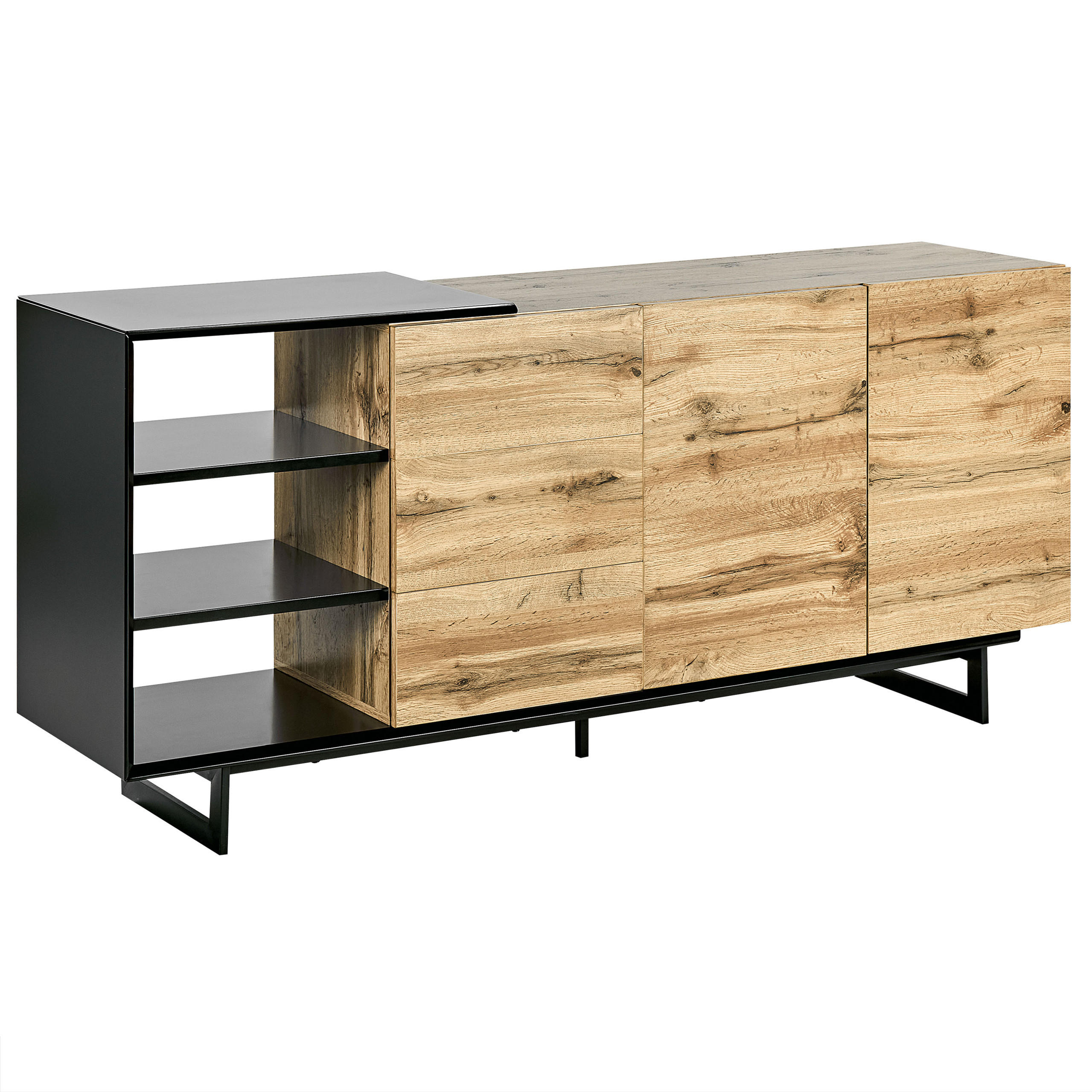 SIDEBOARD se 2 dveřmi Hnědý/Černý Fiora - hnědá, kompozitní dřevo (160/75/40cm) - Beliani