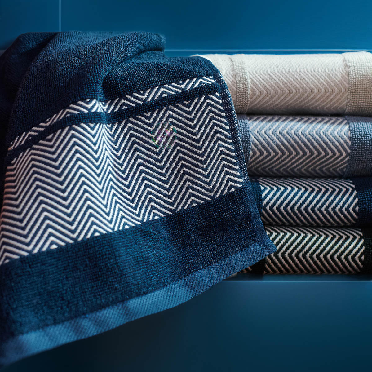 BADETUCH Maiara dunkelblau 50/90 cm - Dunkelblau, Textil (50/90cm) - Homla