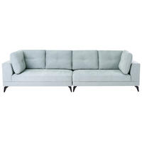 POHOVKA 4-místná Umělý len Světle modrá Yuri - modrá/černá, textil (302/88/100cm) - Beliani
