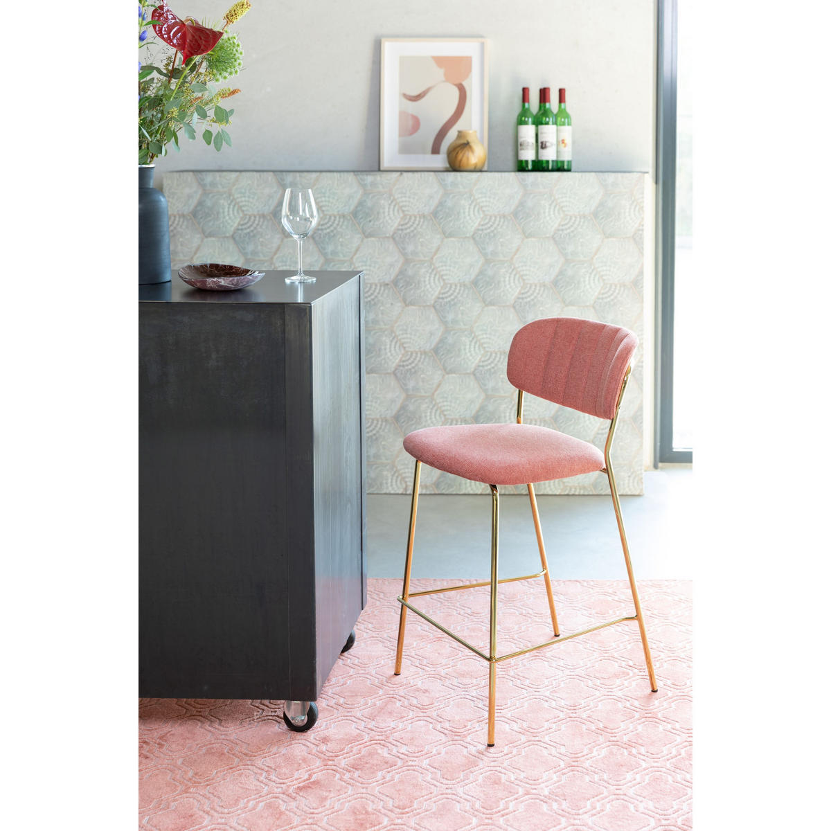 BARHOCKER - Rosa - 2er-Set - Pink, Textil (48/89/54cm) - Drawer