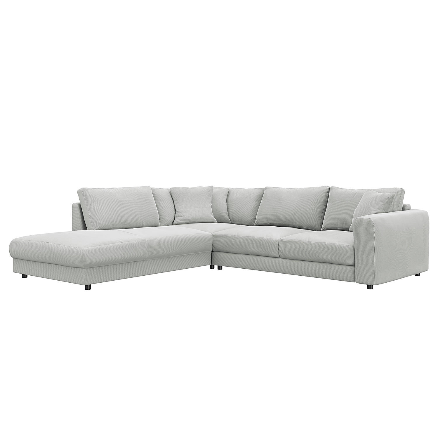 ECKSOFA mit Ottomane - Schwarz/Grau, Textil (267/254cm) - home24