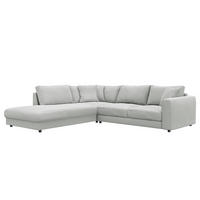 ECKSOFA mit Ottomane - Schwarz/Grau, Textil (267/254cm) - home24