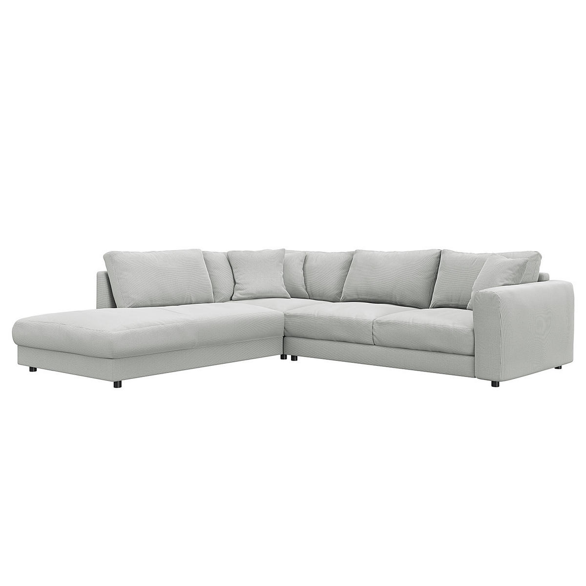 ECKSOFA mit Ottomane - Schwarz/Grau, Textil (267/254cm) - home24