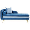 CHAISELONGUE Samtstoff blau linksseitig Gonesse - Blau/Goldfarben, Textil (164/72/77cm) - Beliani