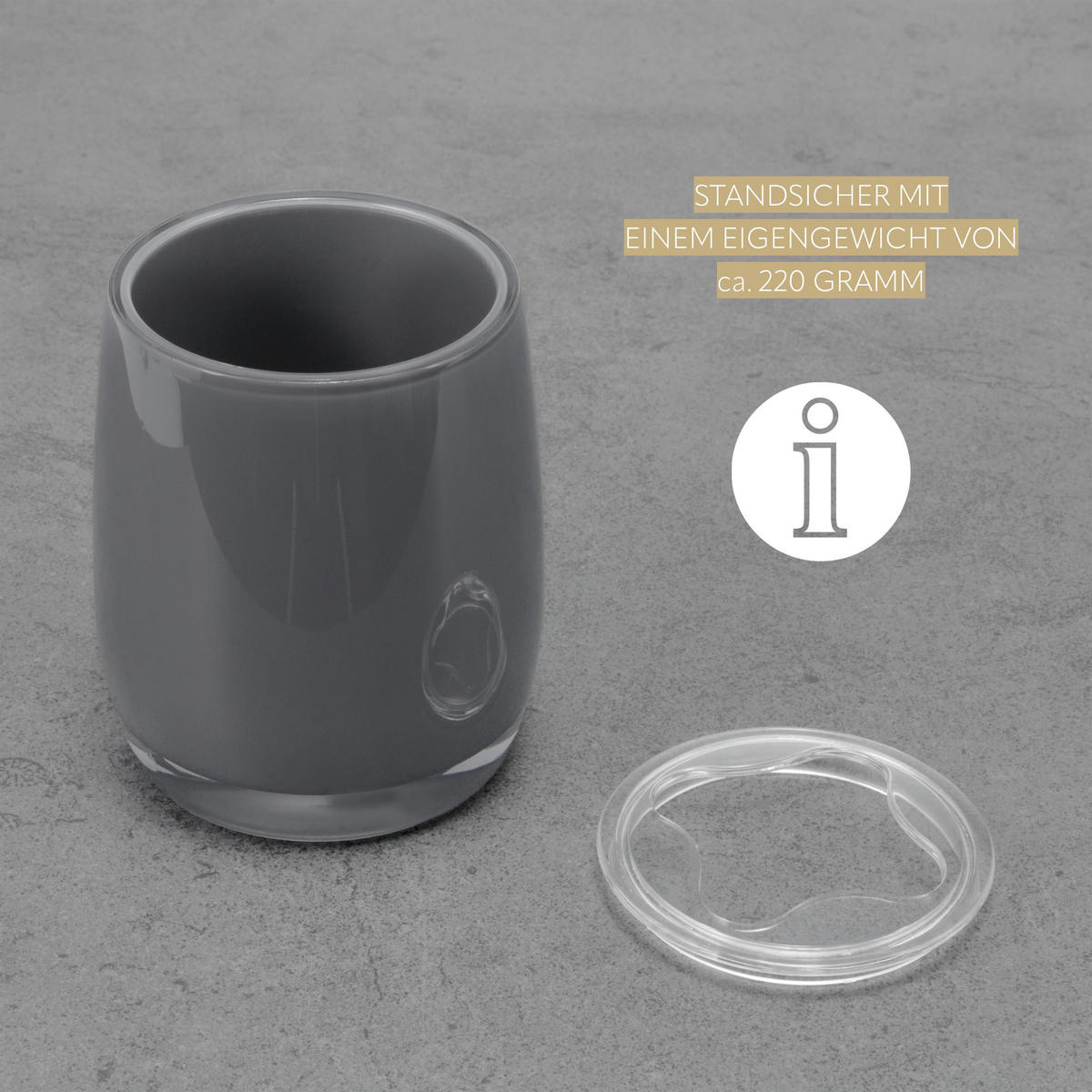 ZAHNBÜRSTENBEHÄLTER SAVONA, grau - Grau, Kunststoff (8/10/8cm) - bremermann