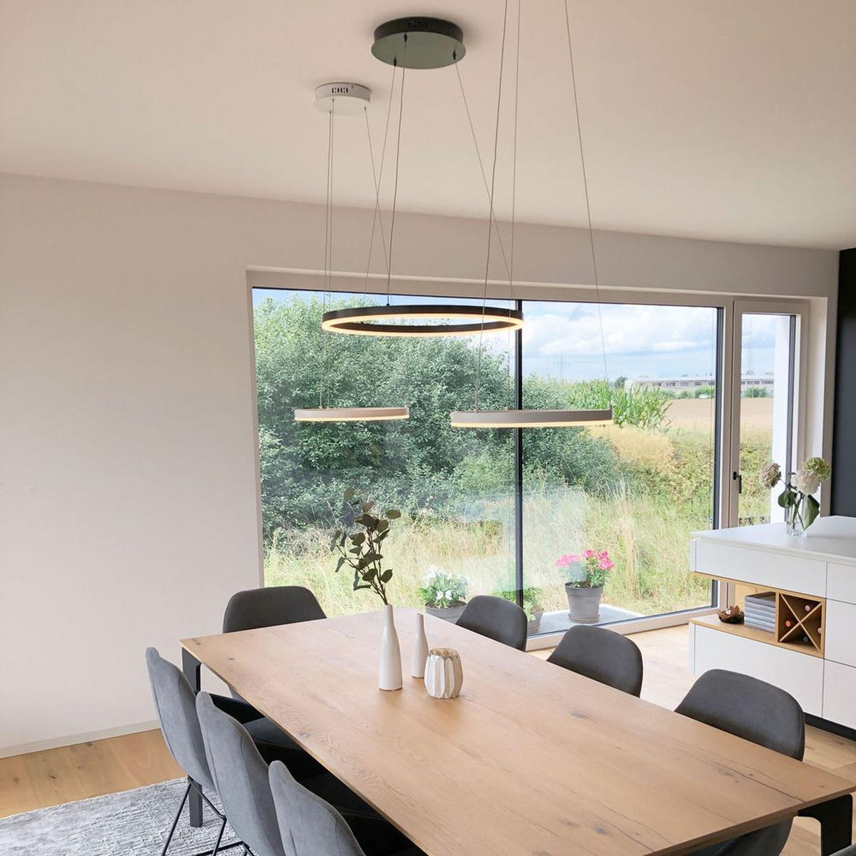LED-HÄNGELEUCHTE Ring Direkt/Indirekt 5m Schwarz Ø 60cm - Schwarz, Metall (60/60/3.3cm) - s.luce