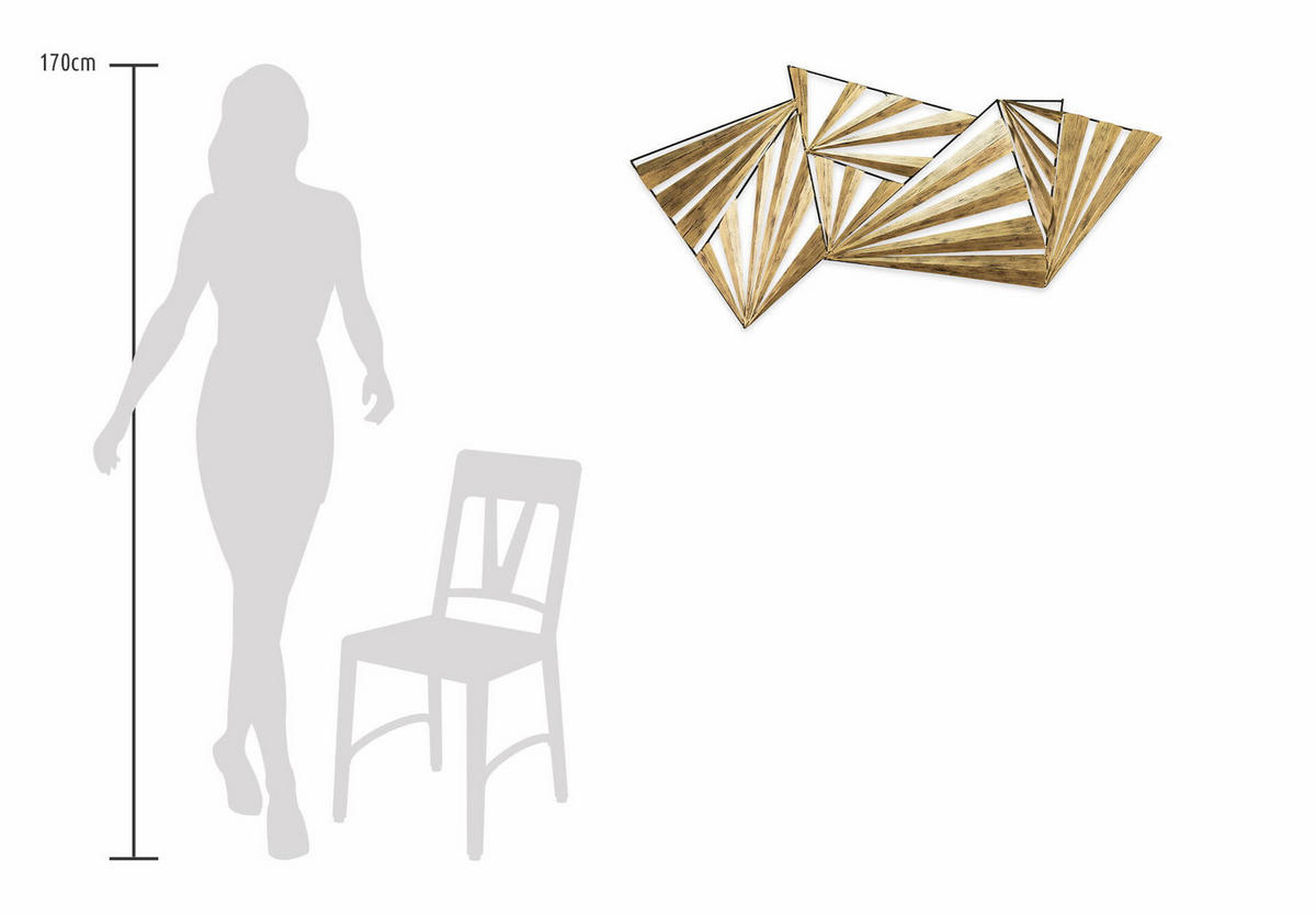 WANDDEKO Gold 110/56 cm - Goldfarben, Metall (3.11/56/5cm) - KUNSTLOFT