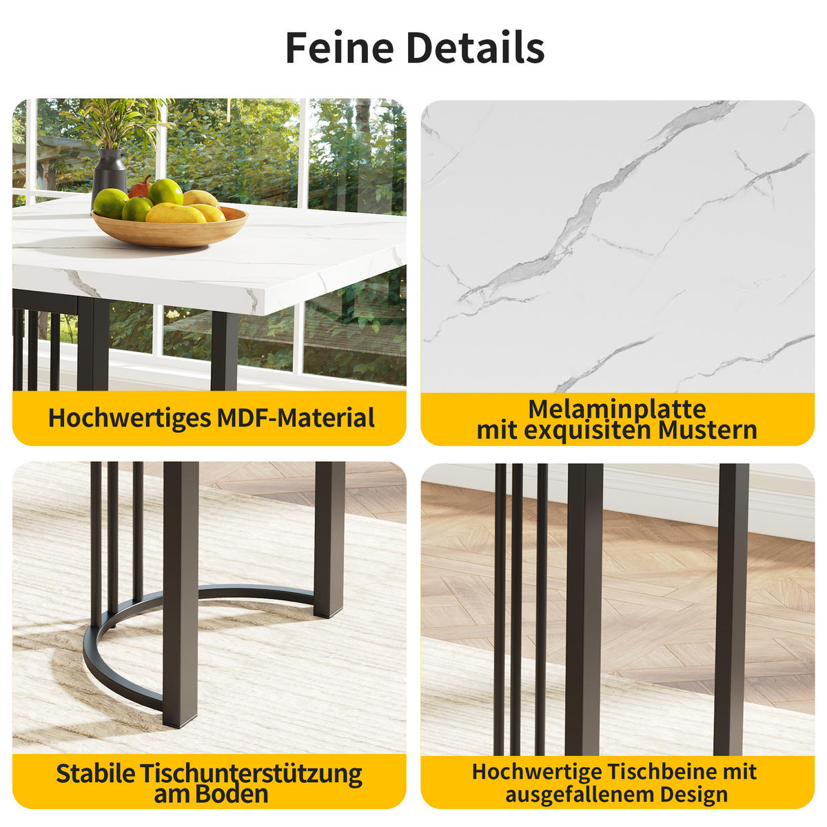 ESSTISCH, MDF mit Metallgestell, ausziehbar 140-179,5/80/75,5 cm, Schwarz/Weiß - Schwarz, Holzwerkstoff (140/80/75.5cm) - Redom