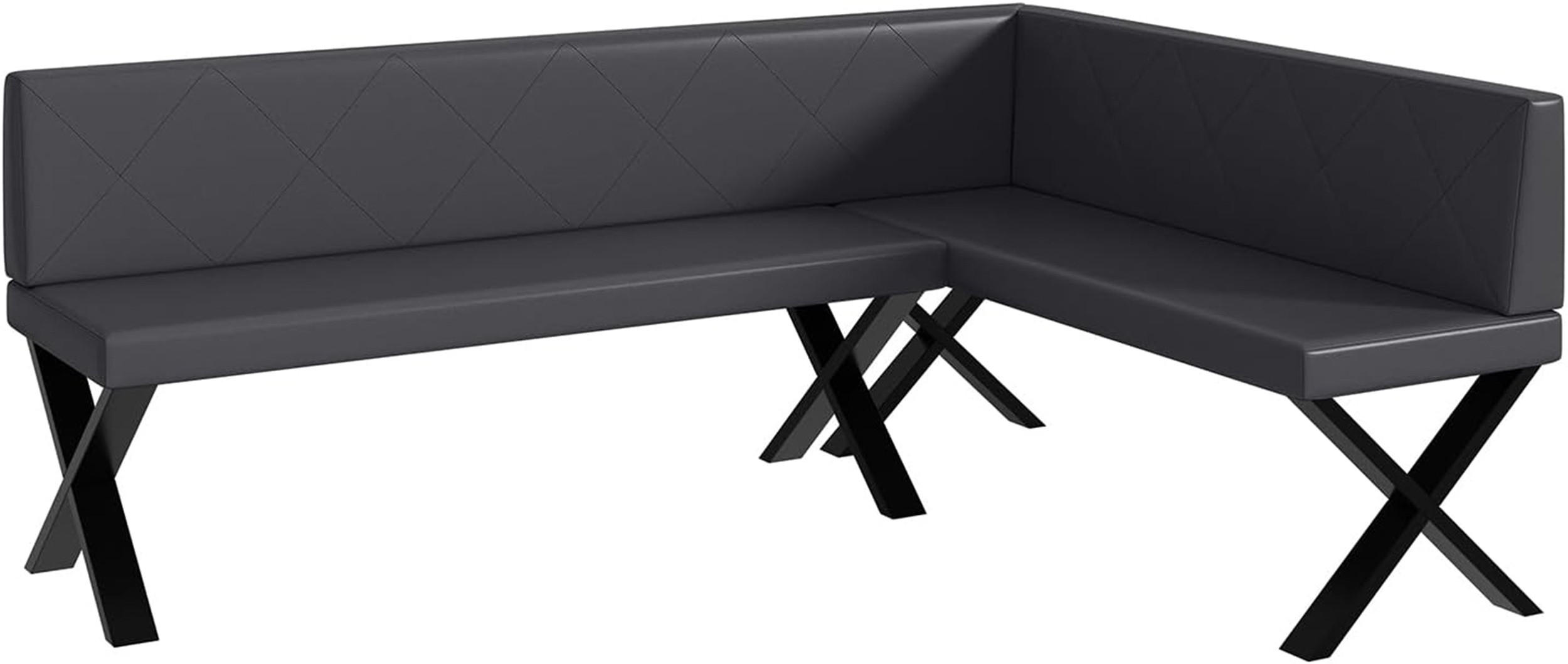 ECKBANK ERIC_X - Grau, Leder (142/196cm) - Meblini