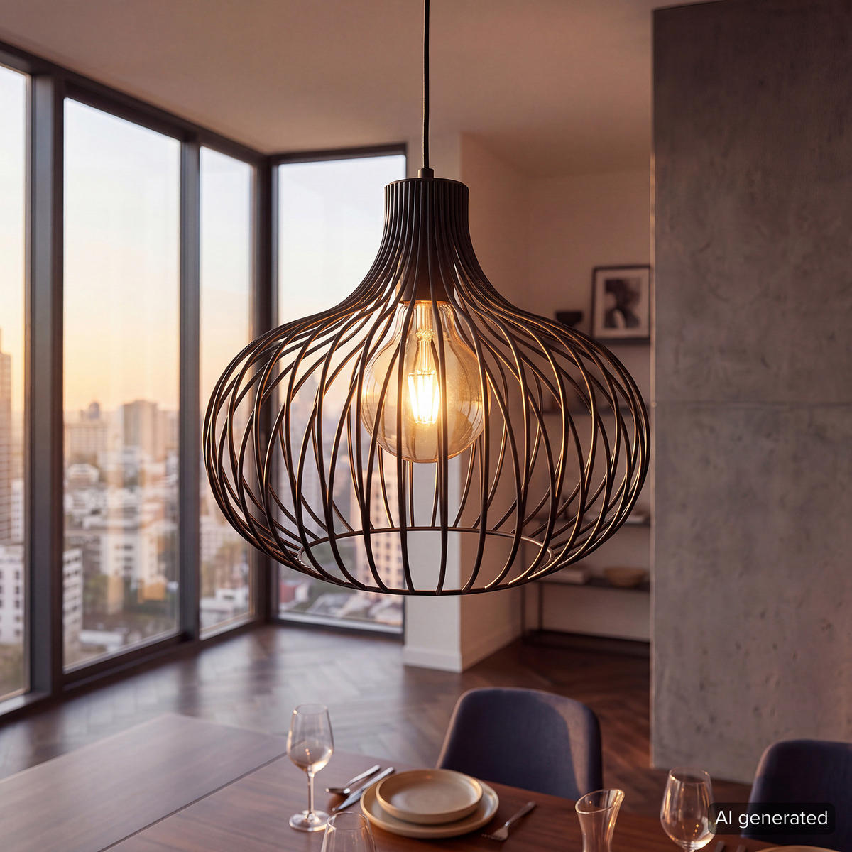 PENDELLEUCHTE - Eisen - 1-flammig - Schwarz, Metall (40/40/185cm) - home24