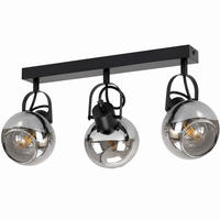 DECKENSTRAHLER Xandol 38/11/17 cm - Schwarz, Glas/Metall (38/11/17cm) - ZMH
