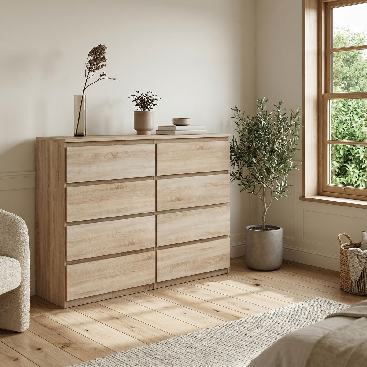 KOMMODE NUDO 138,5/101,5/39cm mit 8 Schubladen Türen Sonoma Eiche - Sonoma Eiche, Holzwerkstoff (138.5/101.5/39cm) - MASSENO
