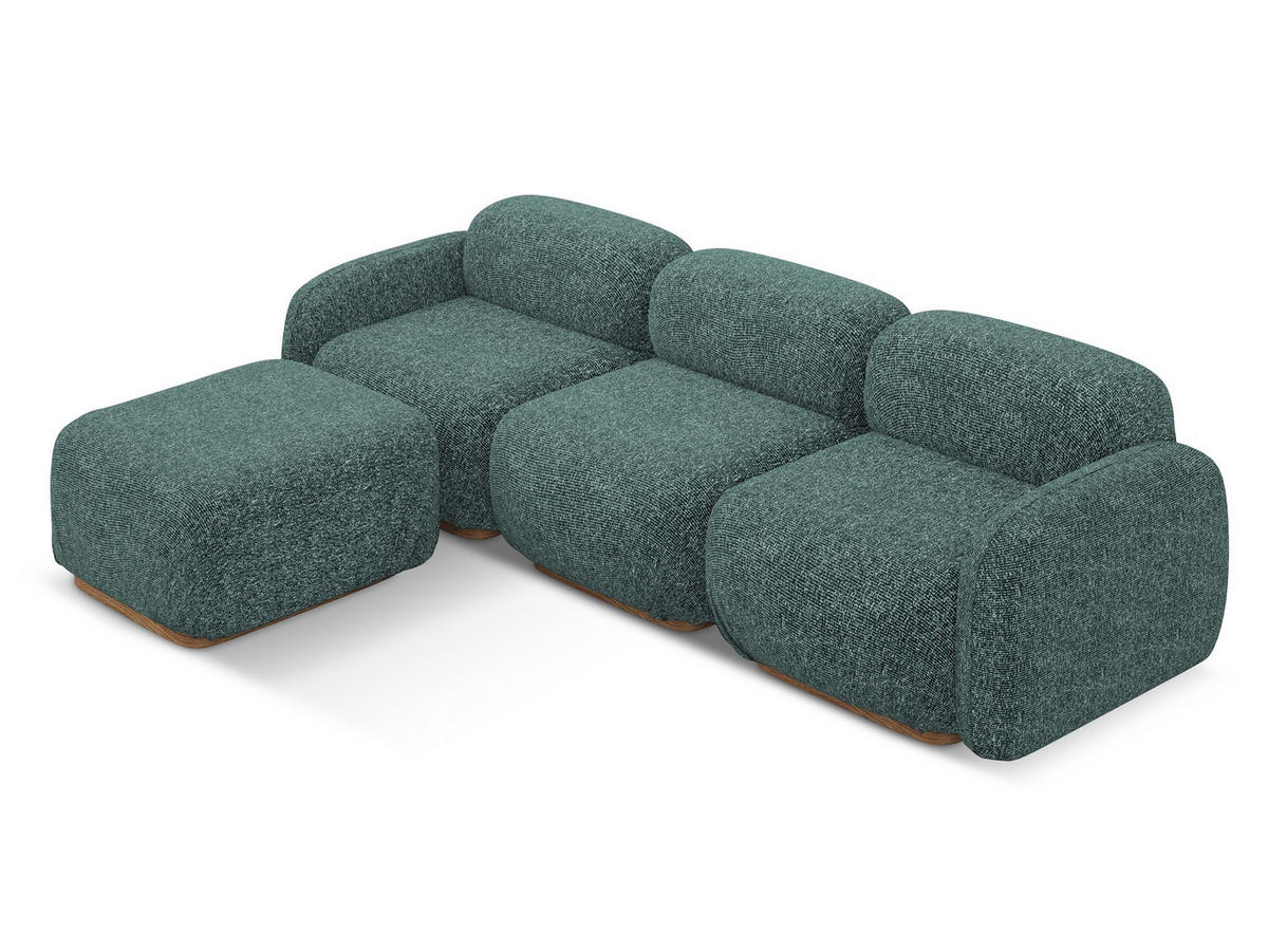 ECKSOFA Beidseitig Strukturstoff Stoff Blau - Blau/Blaugrau, Holz/Textil (270/190cm) - Makamii