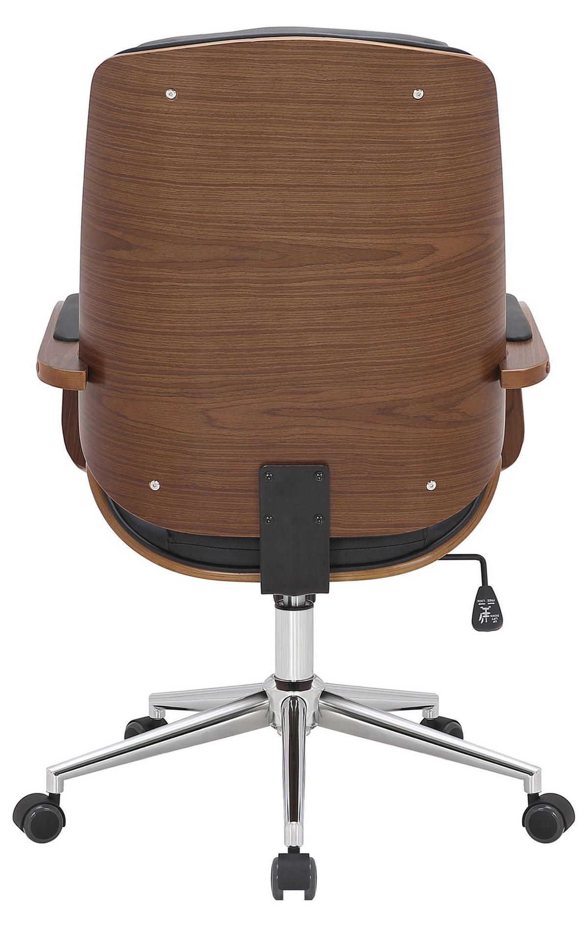 BÜROSTUHL Nyxar walnuss/schwarz - Chromfarben/Schwarz, Metall (60/110/68cm) - TPFLiving
