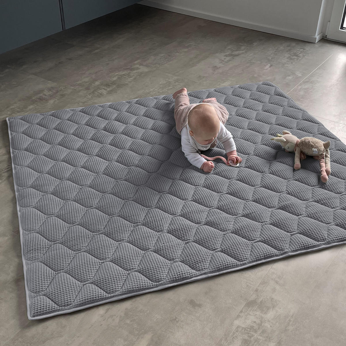 KRABBELDECKE Grau 130x150cm - Grau, Textil (130/150cm) - Sanosoft