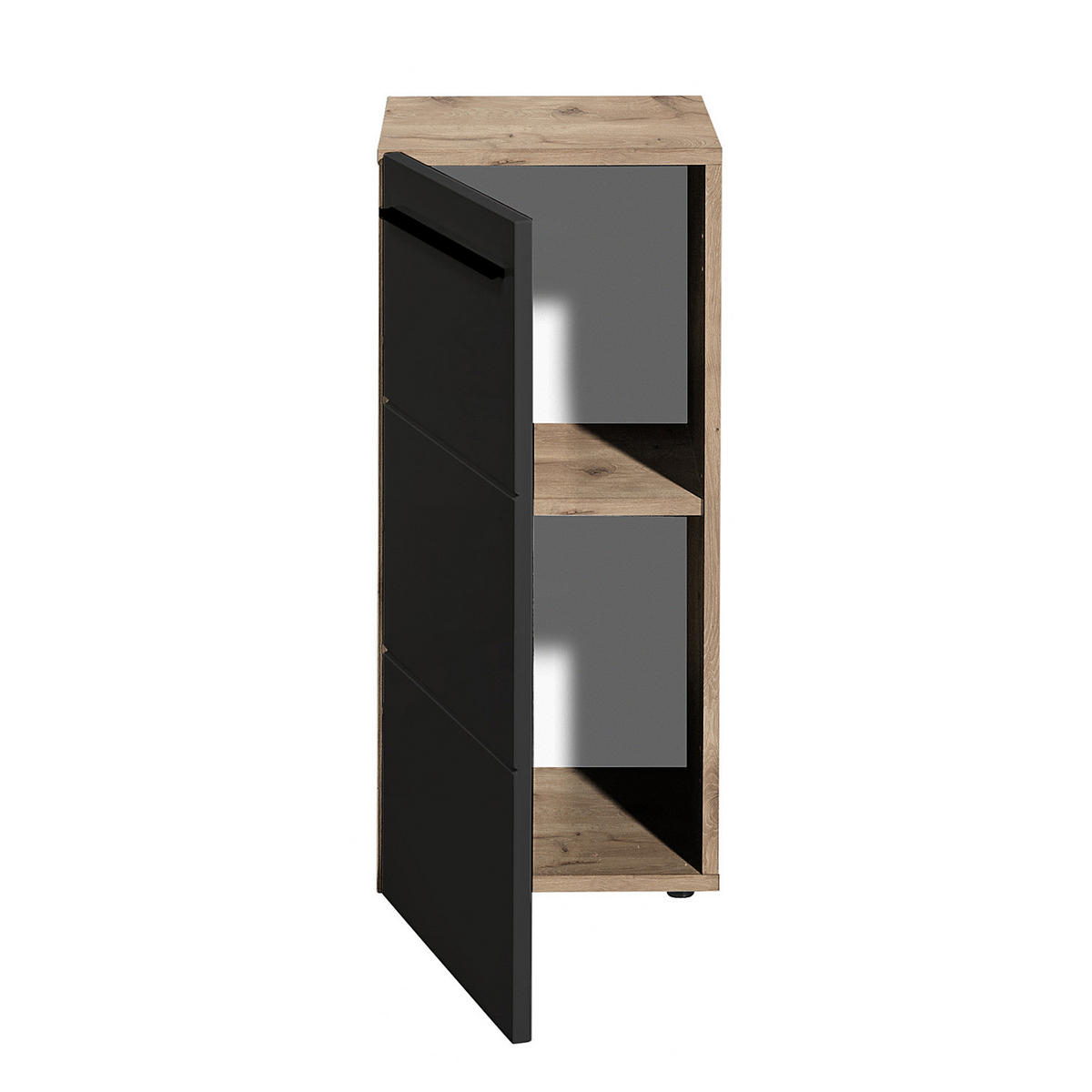 UNTERSCHRANK mit 1 Tür - Matt Schwarz / Eiche Viking Dekor - Braun, Holzwerkstoff (34/72/31cm) - home24