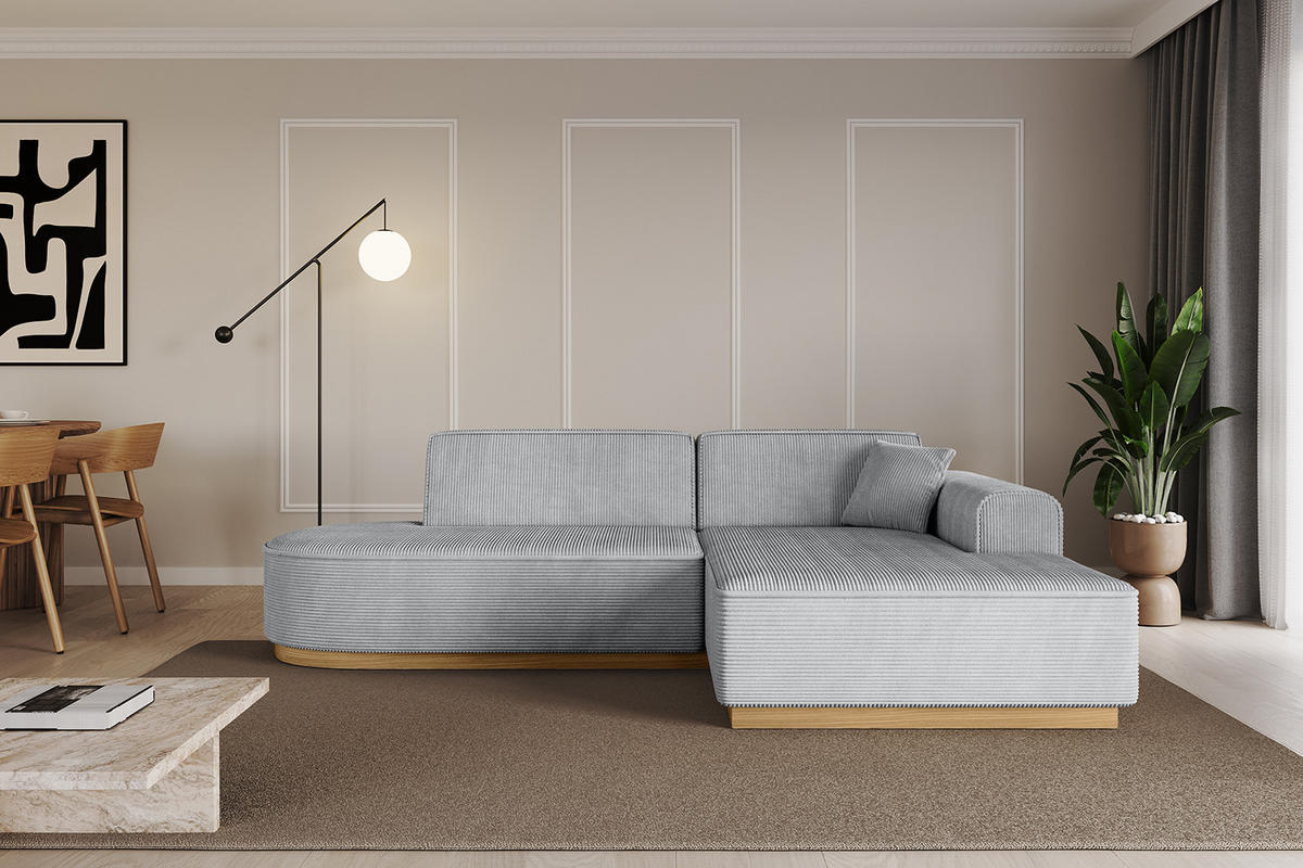 ECKSOFA Ottomane Rechts IREA-L1-v2 - 232x165x80 cm Grau - Grau, Holzwerkstoff/Textil (232/165cm) - ALTDECOR