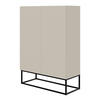 HIGHBOARD Veldio Graubeige mit schwarzen Beinen 90 cm - Greige/Schwarz, Holzwerkstoff/Metall (125/90/38cm) - Selsey