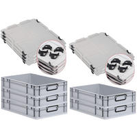 EUROBOX 5x NextGen Color mit Auflagedeckel 12x40x60 cm 23 Liter Grau Griffe schwarz zu - Schwarz/Grau, Kunststoff (40/12/60cm) - PROREGAL