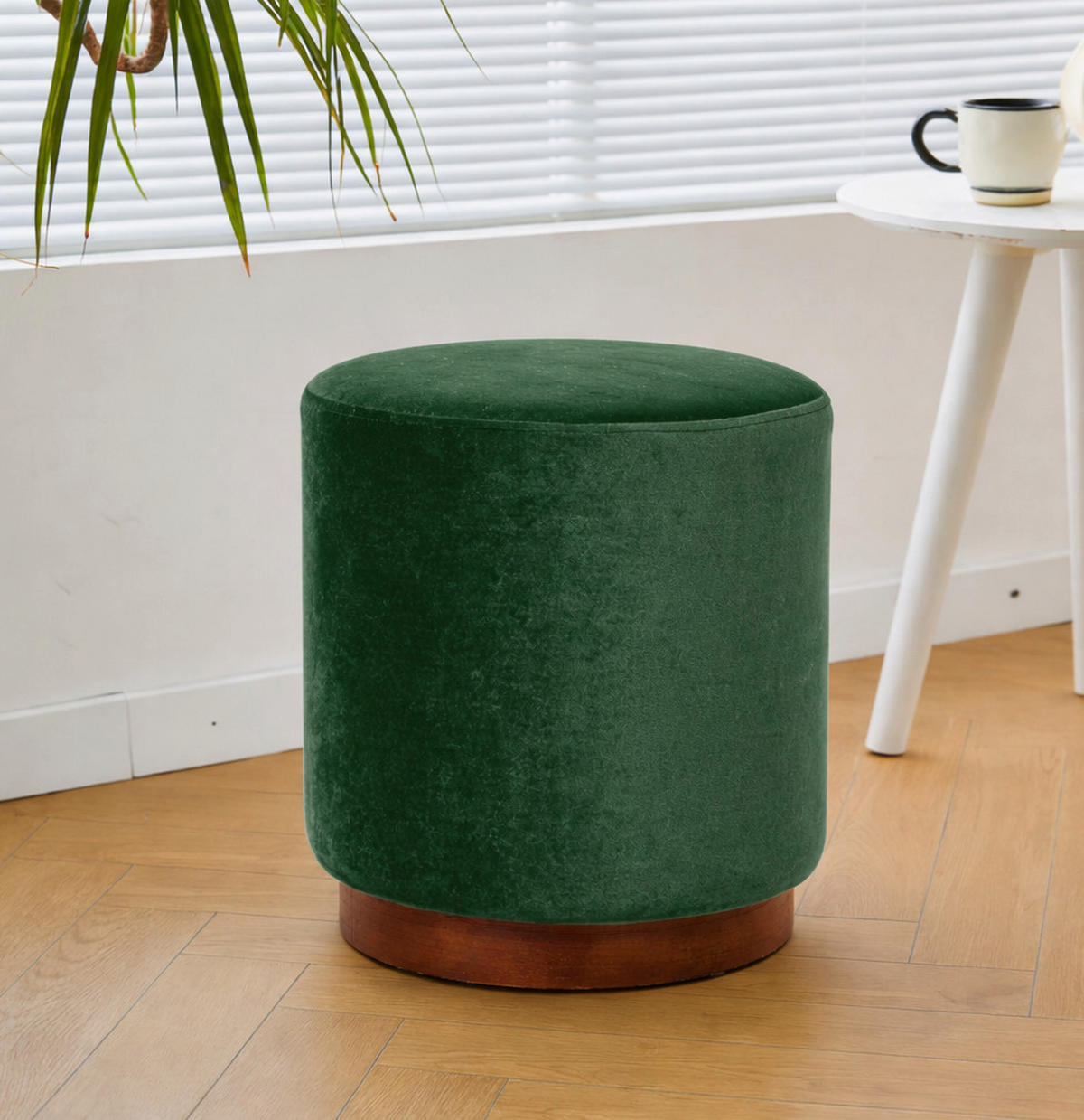 POUF Samt Grün - Grün, Textil (35/42/35cm) - Nordlys
