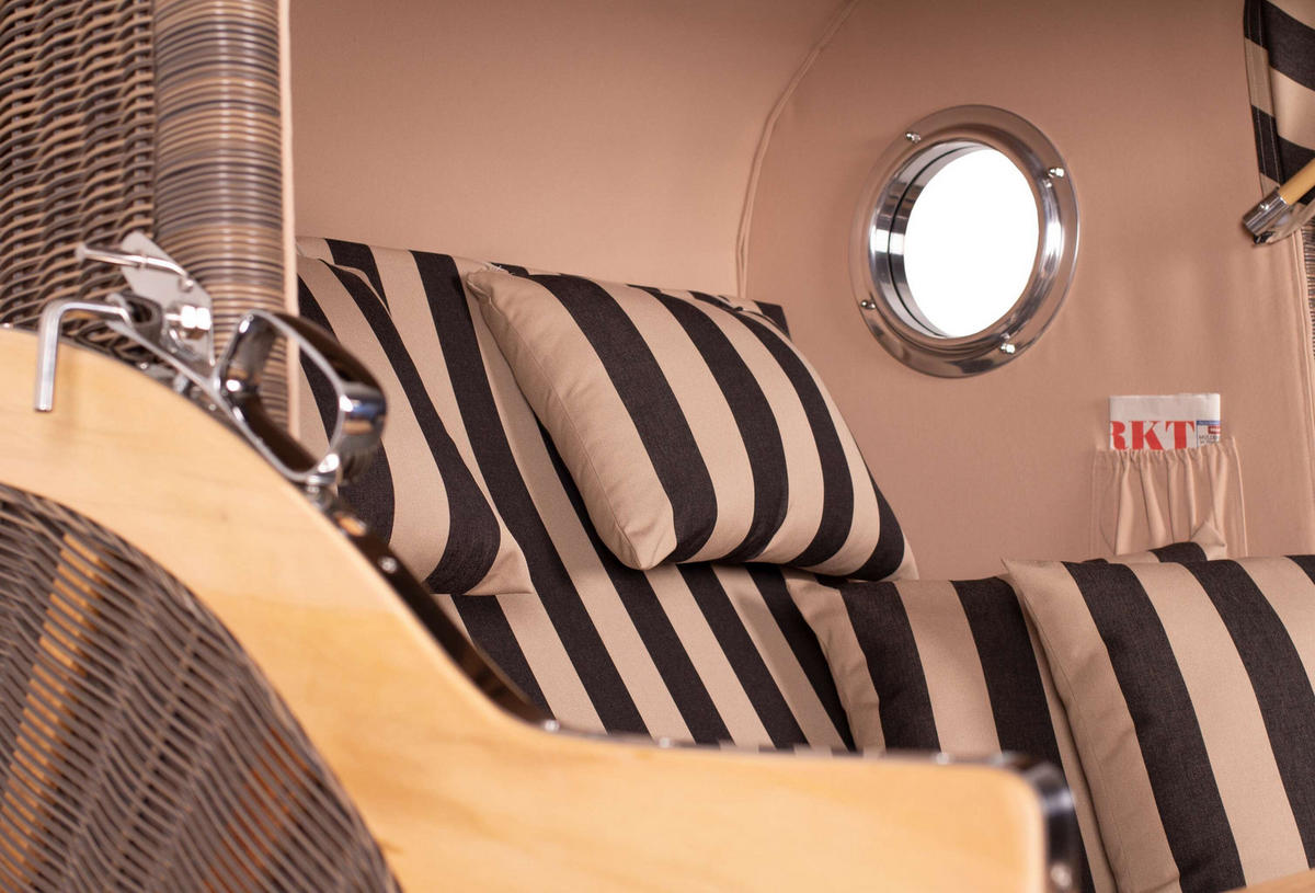 STRANDKORB Baltikum Teak 2,5 Sitzer - Braun/Grau, Holz/Metall (142/170/95cm) - Mr. Deko