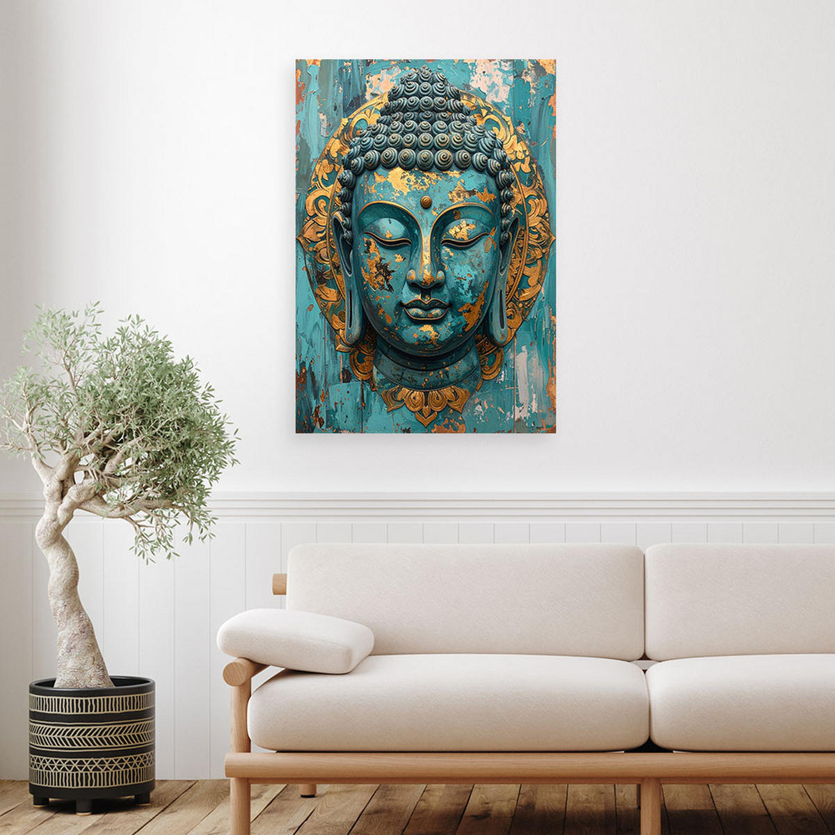 LEINWANDBILD Zen und Orientalisch 80x120cm - Türkis, Textil (80/120cm) - Feeby