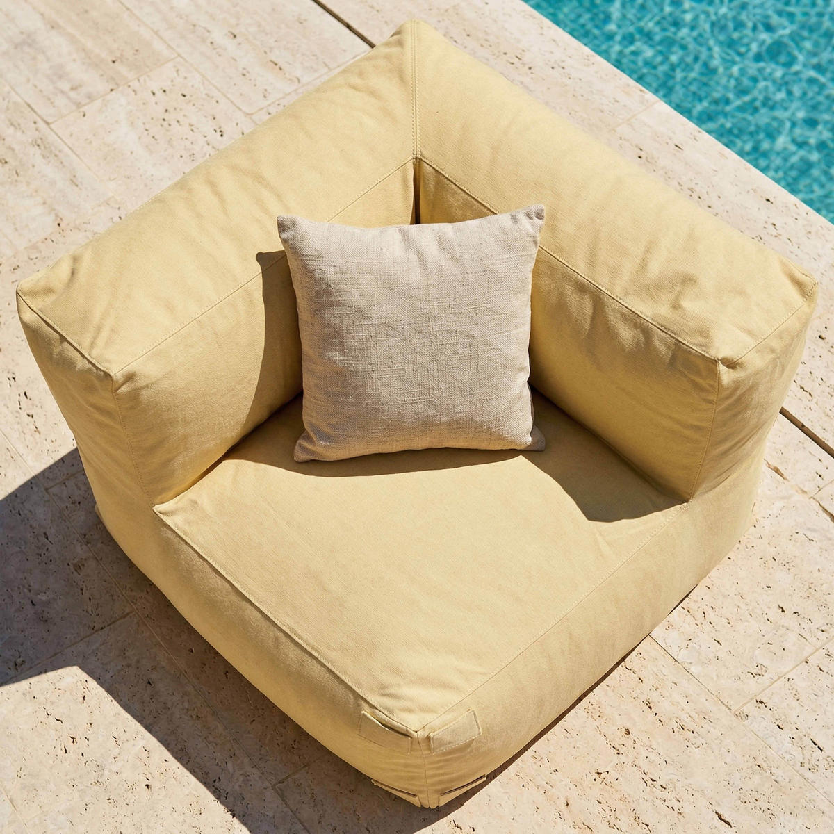 ECKSESSEL, Hellgelb - Gelb, Textil (85/65/85cm) - Oviala