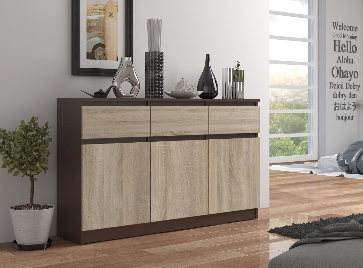 KOMMODE Dunkelbraun, Eiche Sonoma 99/138/40 - Dunkelbraun, Holzwerkstoff (138/99/40cm) - RAUMHIRSCH FURNITURE