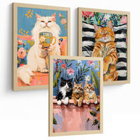 PLAKAT Sada 3 Funny Cats A3 bez rámu - čirá, papír (29.7/1/42cm) - Nacnic