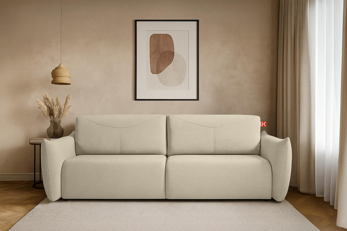 3-SITZER-SOFA LAVIS, Ecru - Ecru, Holz/Textil (242/87/111cm) - KONSIMO®