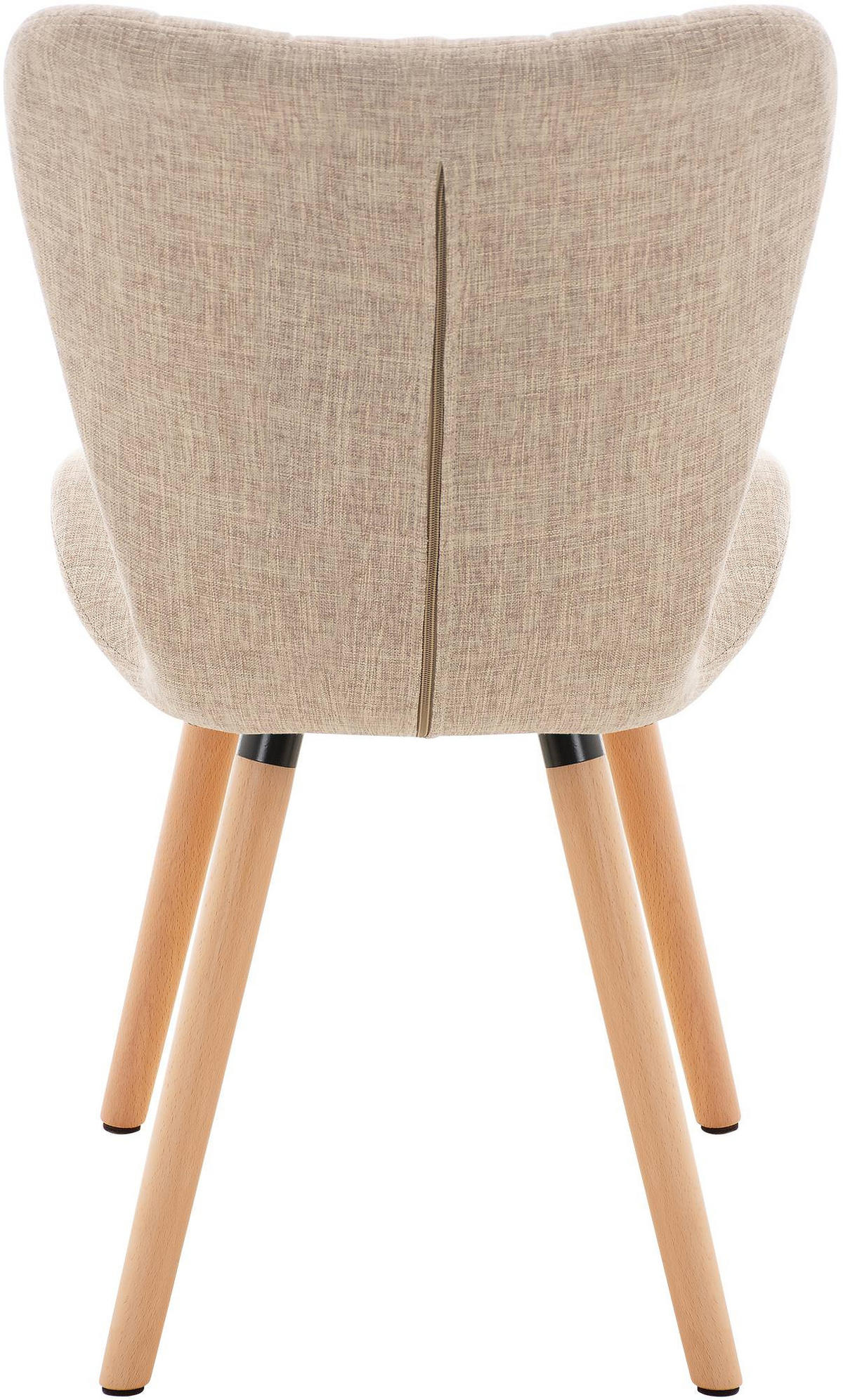 STUHL 2er Set Stoff creme - Eukalyptusholzfarben/Creme, Holz/Textil (50/88/63cm) - CLP