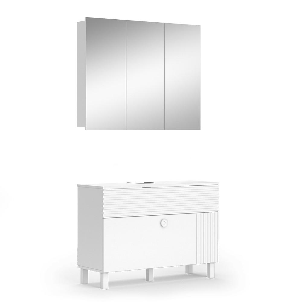 BADMÖBEL-SET Sola Weiß 2 Teile - Weiß, Holzwerkstoff (100/72/37cm) - Vicco