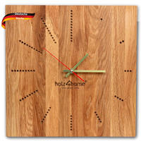WANDUHR groß Holz INA EICHENHOLZ 39x39 cm Massivholz Geräuschlos - Braun, Holz (39/39/2cm) - DELUKE