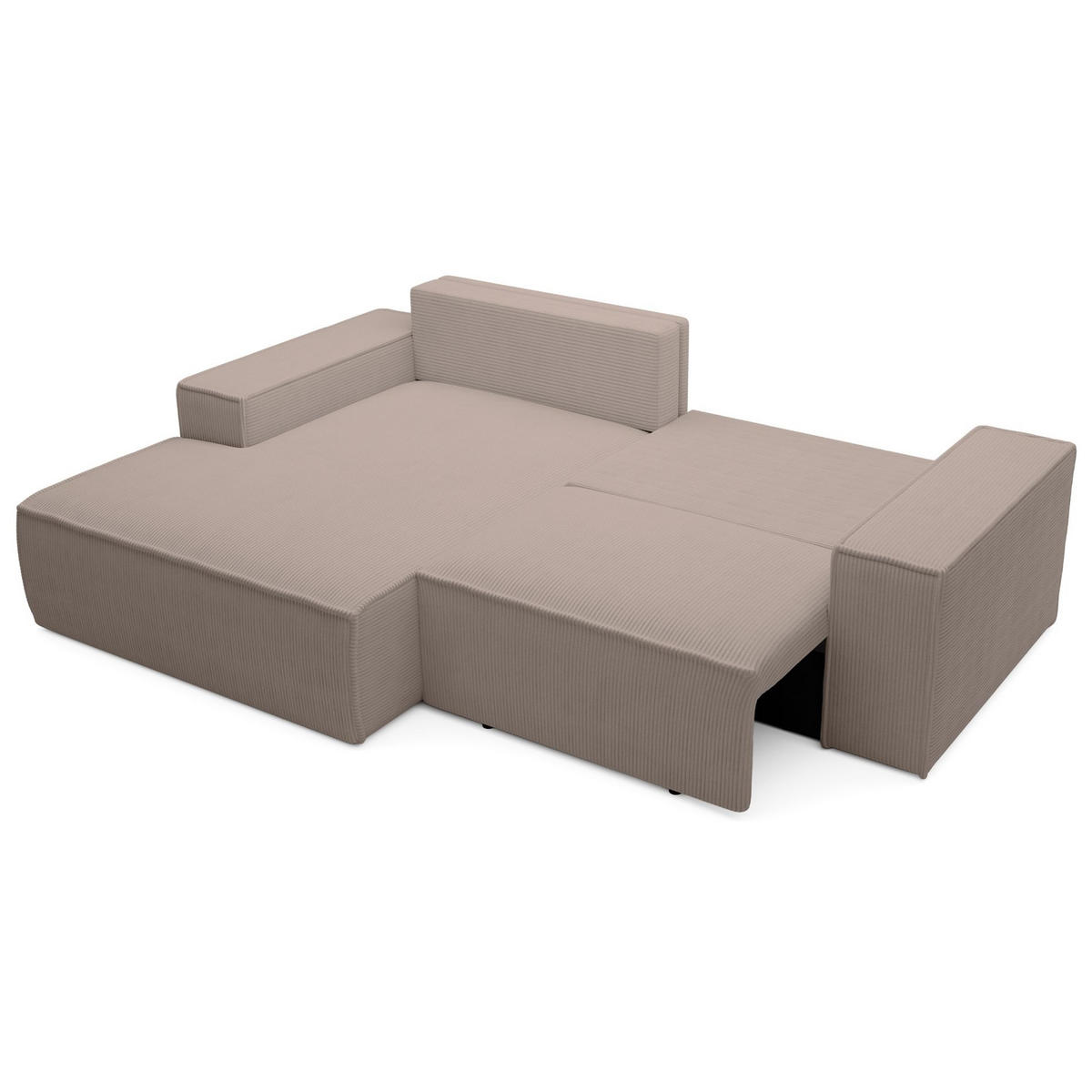 ECKSOFA Farese Mini mit Cordbezug Beige, links - Beige/Schwarz, Textil (240/167cm) - Selsey