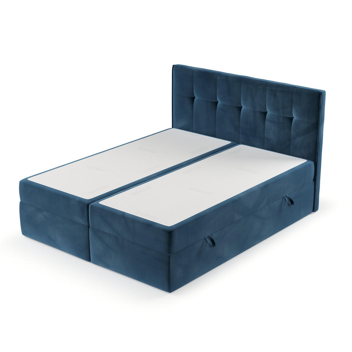 BOXBETT Mireo 140/200 cm Dunkelblau im Kronos Stoff - Schwarz/Dunkelblau, Holz/Holzwerkstoff (140/200cm) - AltaBeds