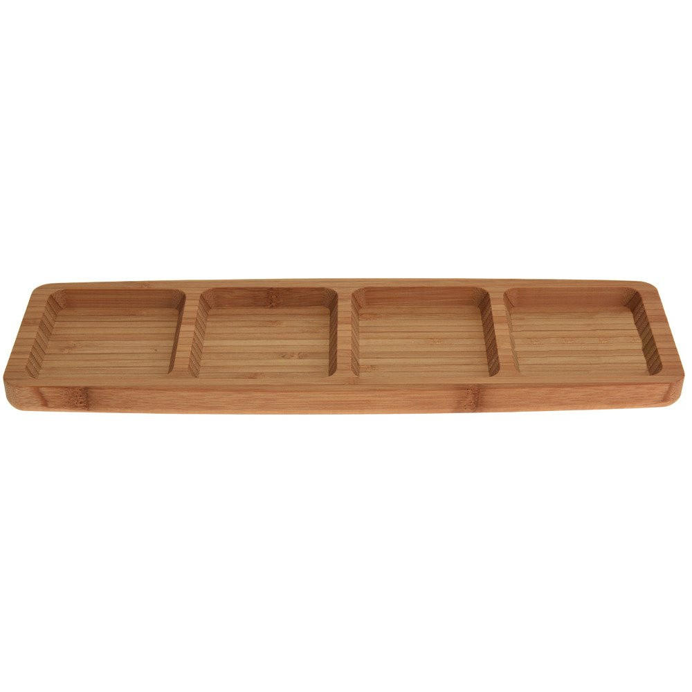 SNACK-TABLETT Bambus längliche Platte - 4 Fächer Braun 33/10/2 cm - Braun, Naturmaterialen (10/2/33cm) - Excellent Houseware