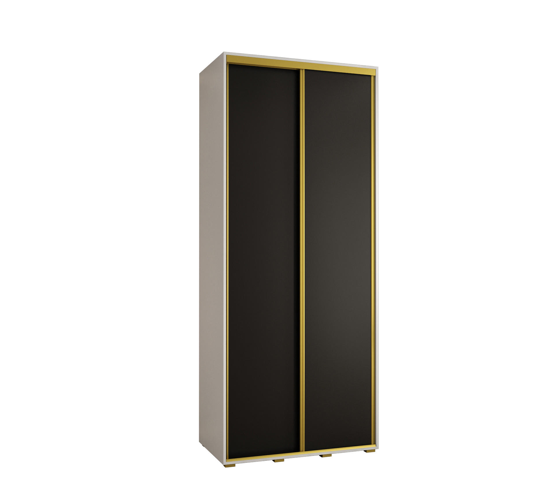 Abiks Möbel Schwebetürenschrank Weiß, Schwarz, Gold 100x235x60 cm