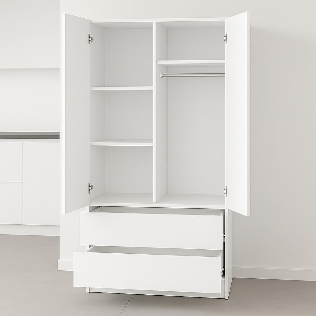 Thumbnail - roe furniture Kleiderschrank, Weiß, Holzwerkstoff, 86x180x57 cm, Schlafzimmer, Kleiderschränke