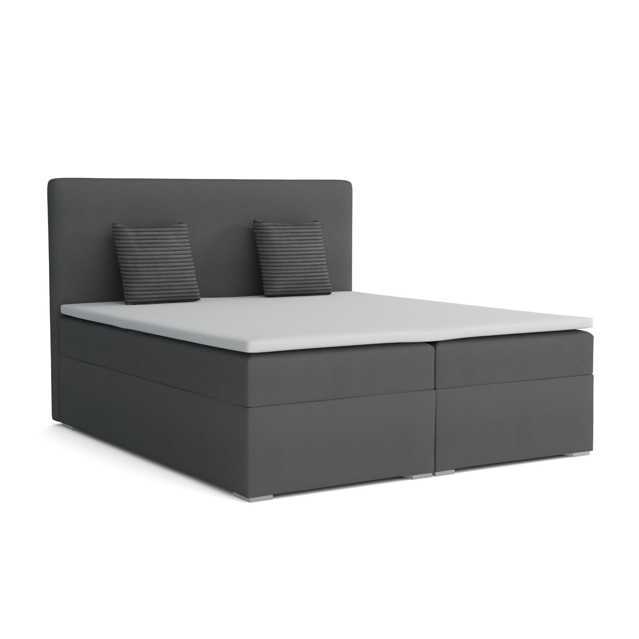 BOXBETT BASIC 160/200 Velours Dunkelgrau mit Bonell-Federkernmatratzen H3 - Dunkelgrau, Holz/Holzwerkstoff (160/200cm) - Deine Möbel 24