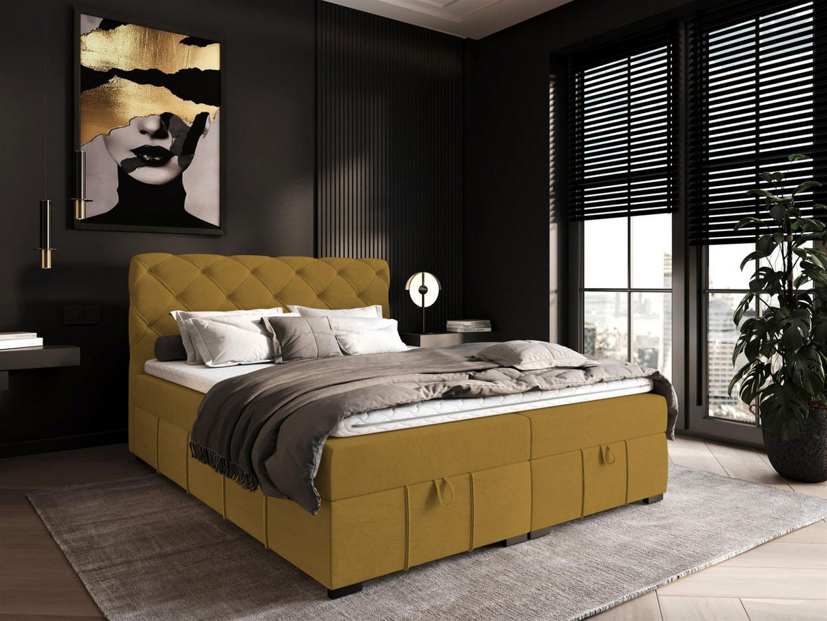 BOXBETT Gisel - Gelb, Holzwerkstoff/Textil (160/200cm) - Fun Möbel