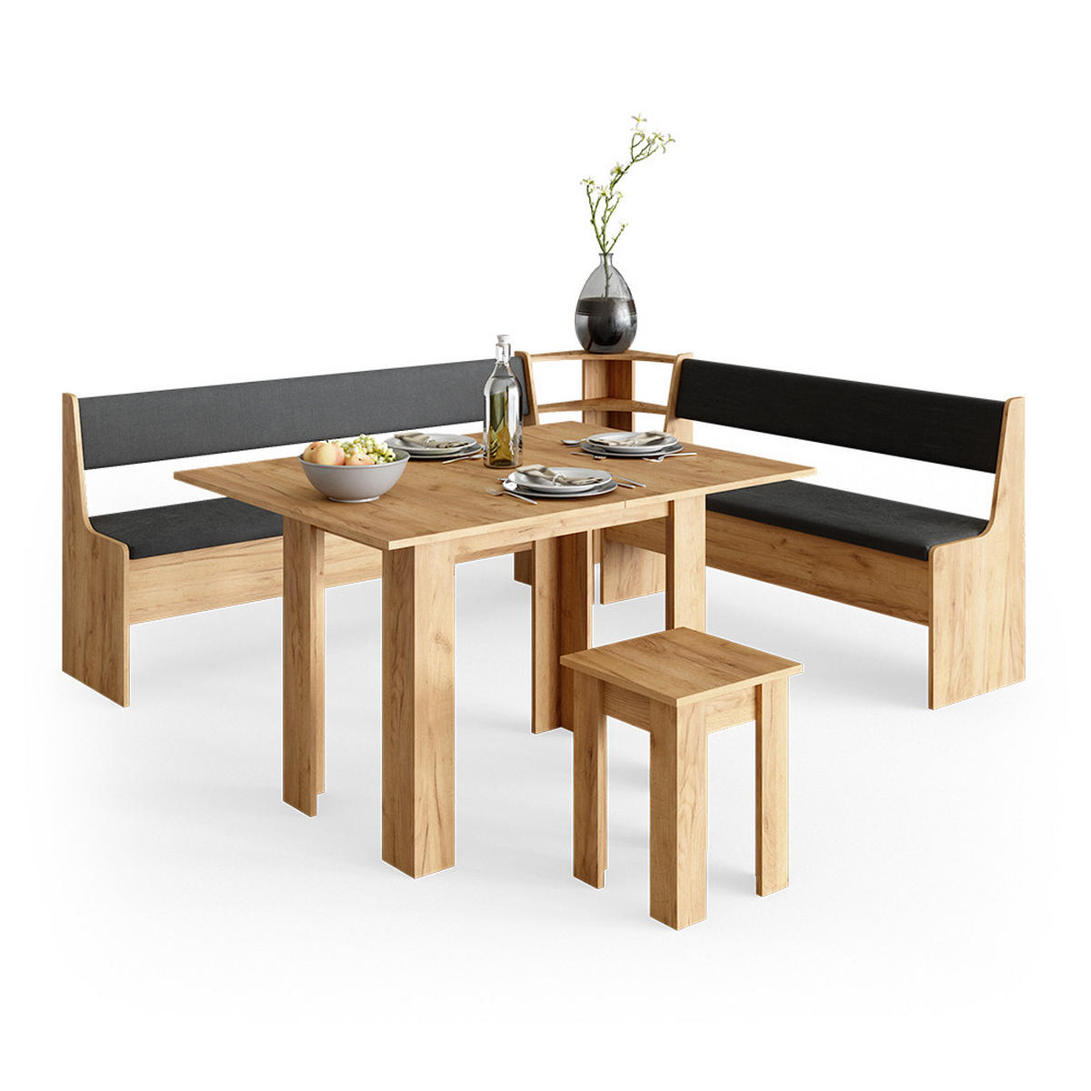 ESSZIMMER-ECKBANK Roman Sandeiche 166.6 x 41.5 cm - Anthrazit/Eiche Wotan, Holzwerkstoff (41.5/80/166.6cm) - Vicco