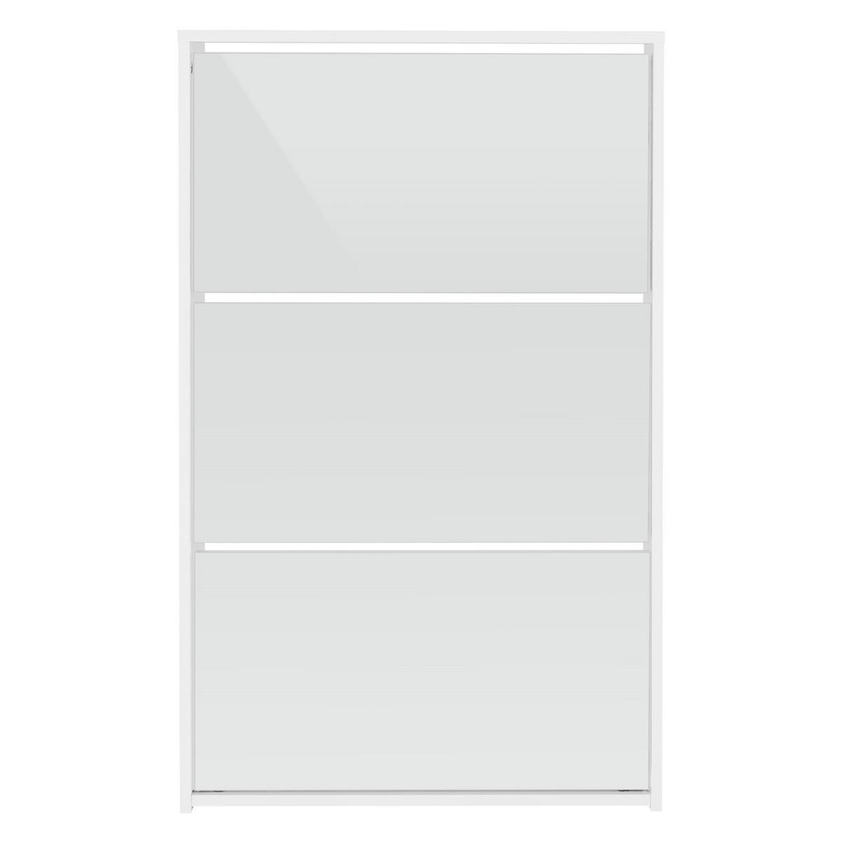 SCHUHSCHRANK mit Spiegel - Weiß, Holzwerkstoff (17/113/63cm) - ML-DESIGN