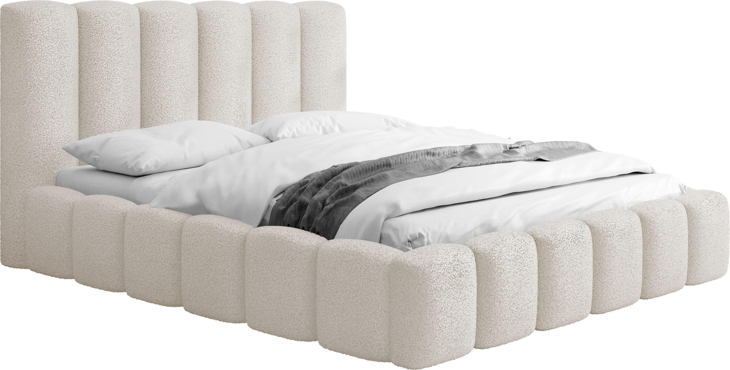 POLSTERBETT Serenity mit Bettkasten, Beige Boucle 160x200 cm - Beige/Birkefarben, Holzwerkstoff/Kunststoff (160/200cm) - WFL GROUP