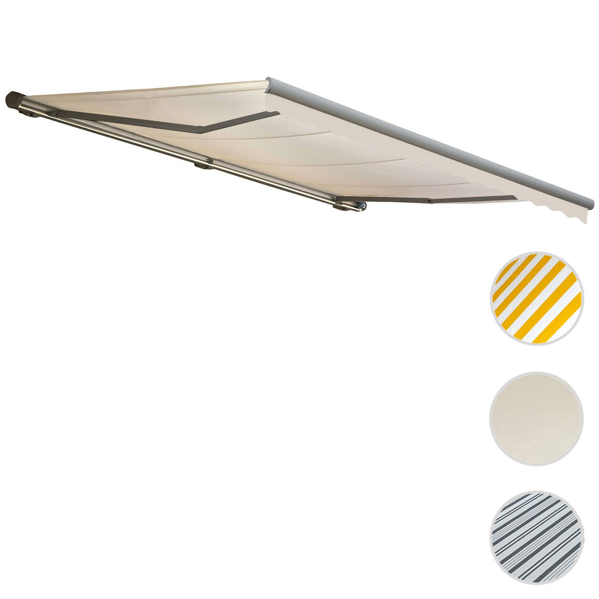 KASSETTEN-MARKISE MIT VOLANT Cremeweiß, Grau - Weiß/Grau, Textil (450/23/300cm) - MCW