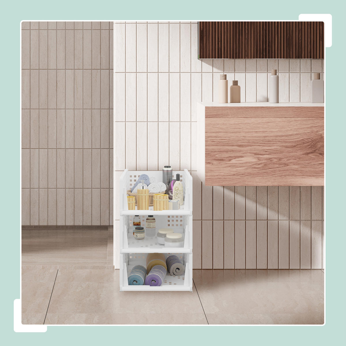 3XORGANIZÉR do skrine - biela, plast (33.5/18/43.5cm) - Relaxdays