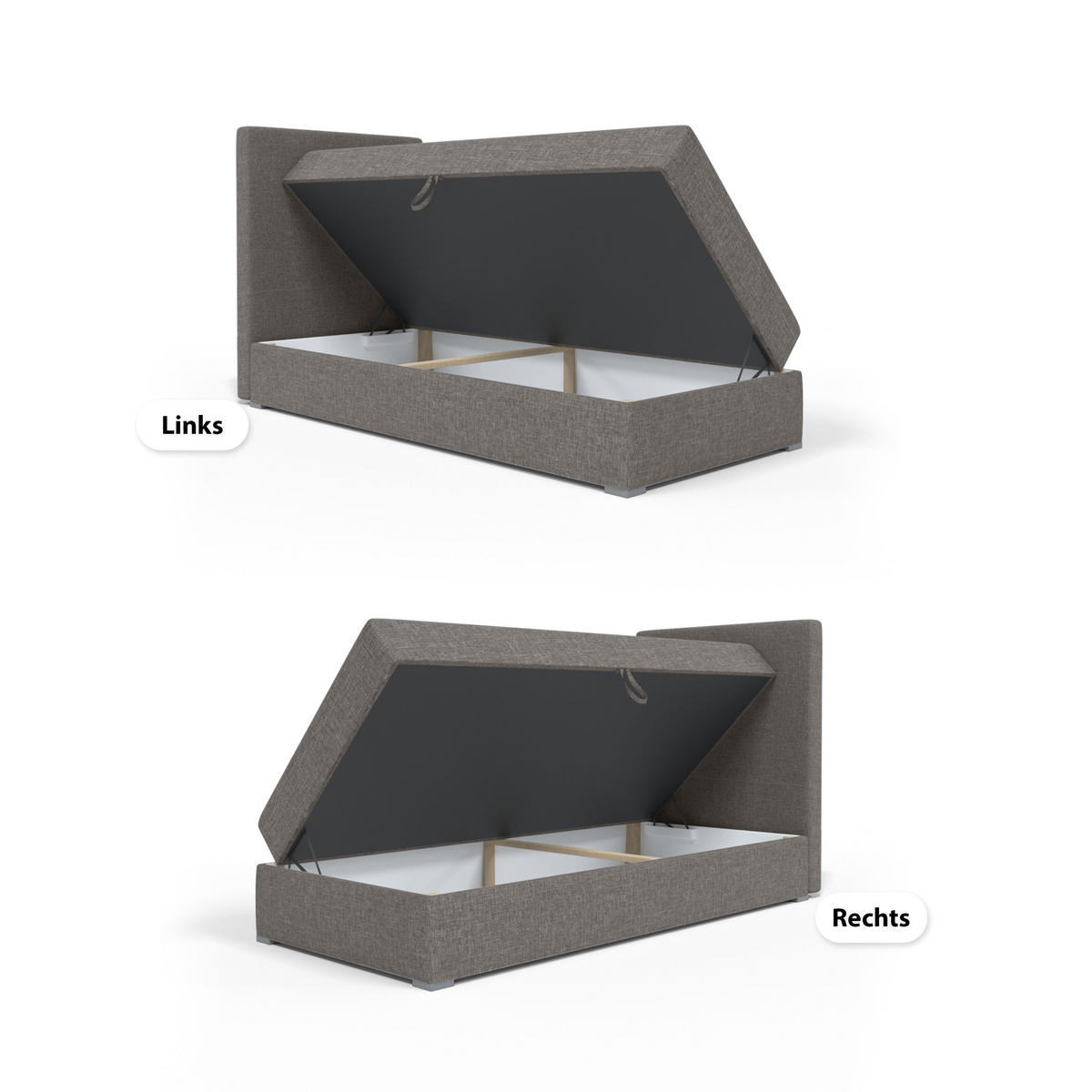 BOXBETT mit Bettkasten Kiberg Mini Basic 100x200 cm, Graphite - Graphitfarben, Textil (100/200cm) - Meblito
