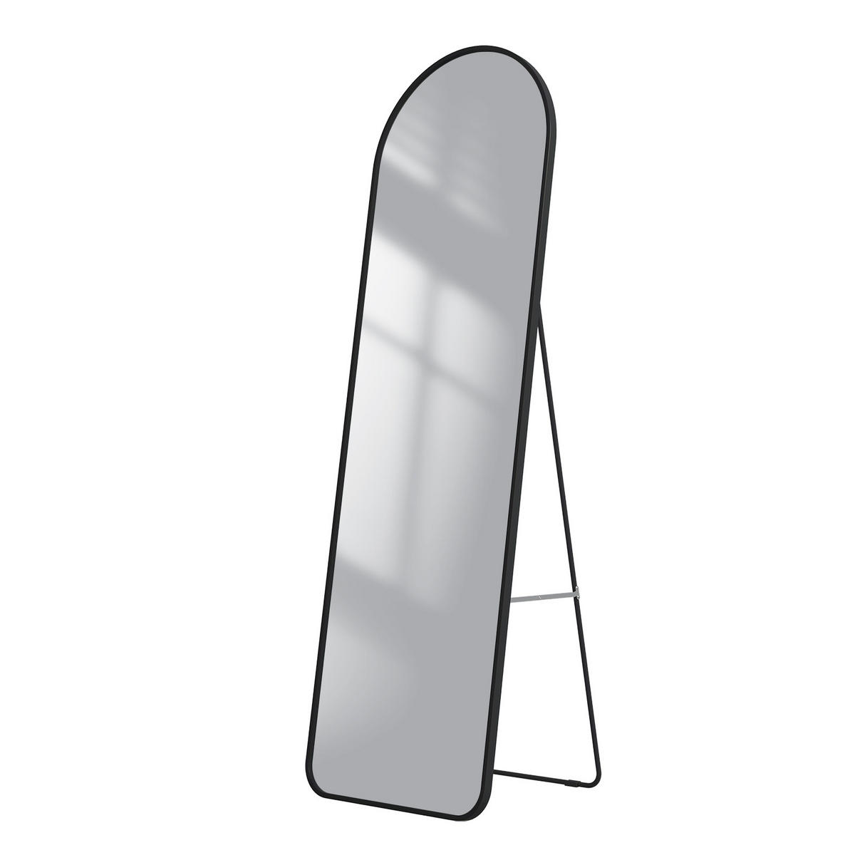 STANDSPIEGEL mit Rahmen Gehärteter Silberspiegel Schwarz 147/45 cm - Schwarz, Glas/Metall (45/147/147cm) - EMKE