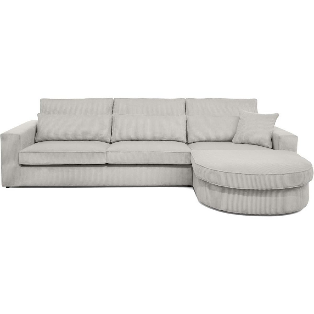 ECKSOFA Pablo ohne Schlaffunktion, mit abgerundeter Ottomane, rechts, Graubeige - Hellgrau, Textil (319/196cm) - Beautysofa