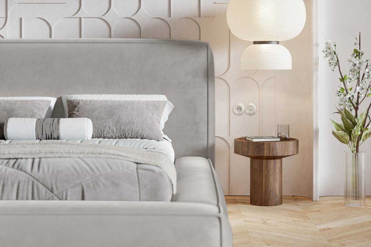 POLSTERBETT 160x200 Karano, Dicker Schaum, Bettkasten, Samt, Hellgrau - Hellgrau, Holz/Textil (160/200cm) - Emporius